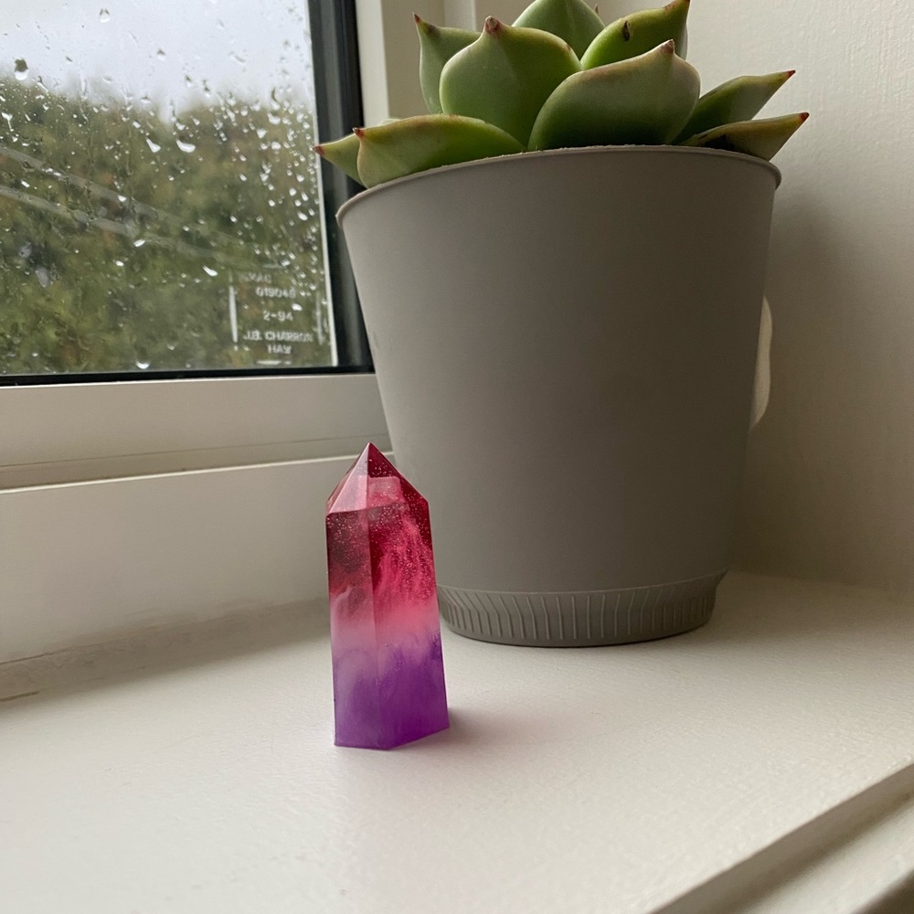 House decoration ~ Single small multicoloured tower crystal  handmade decor 💖💜